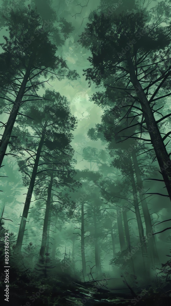 Obraz premium Mysterious pine forests hiding ancient secrets