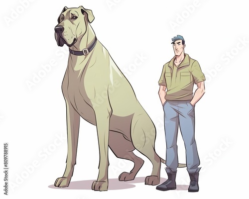 Great Dane standing tall next to its owner