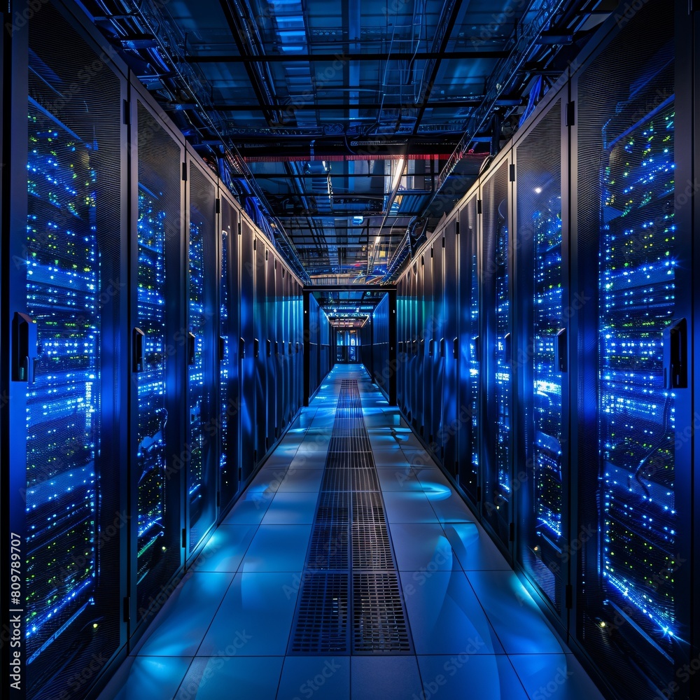 A high-tech data center, with rows of glowing servers: Customized Compute Solutions for Optimized Data Management. A high-tech data center, with rows of glowing servers: Customized Compute Solutions for Optimized Data Management.