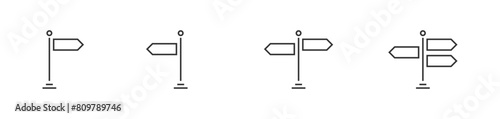 Signpost, traffic direction board, road signs icon set, vector isolated
