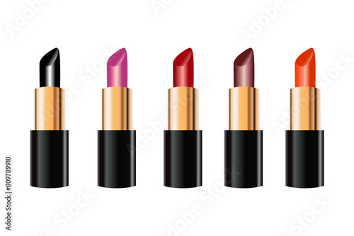 Vector realistic lipstick packaging collection.
