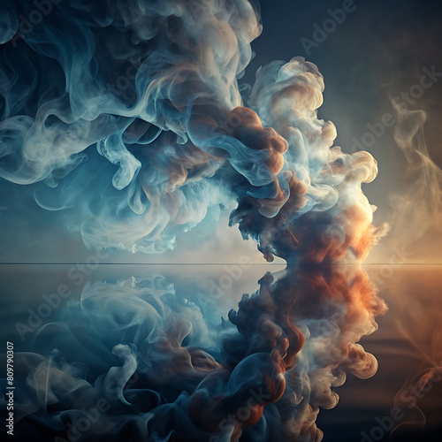 White wavy smoke on black background 