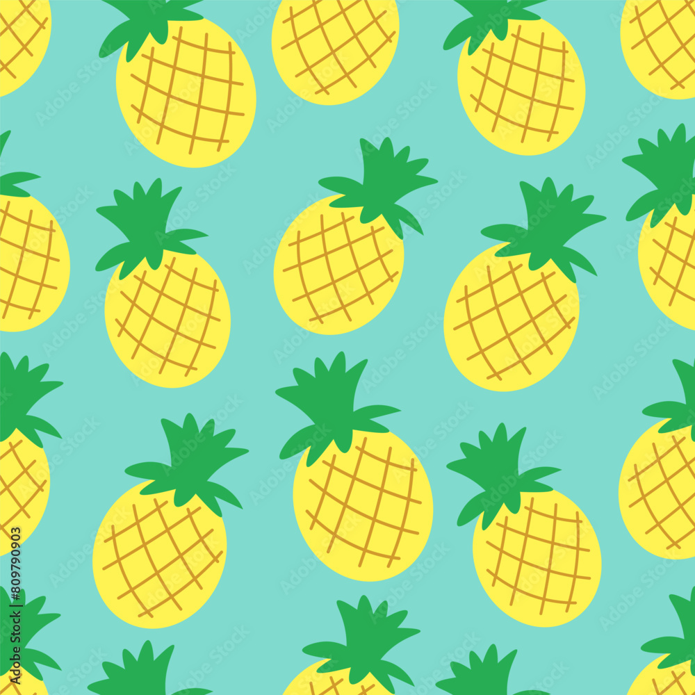color isolated seamless pattern pineapple in flat shape style in vector. template for backdrop textile wallpaper wrapping background print decor design color isolated seamless pattern pineapple in flat shape style in vector. template for backdrop textile wallpaper wrapping background print decor design