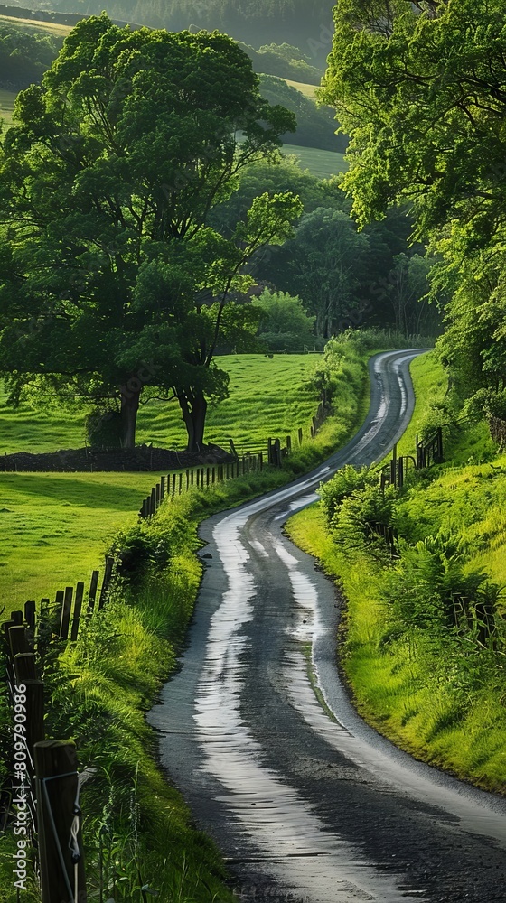 Quiet country lanes winding through the countryside