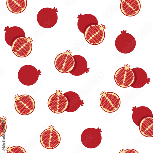 color isolated seamless pattern pomegranate in flat shape style in vector. template for backdrop textile wallpaper wrapping background print decor design