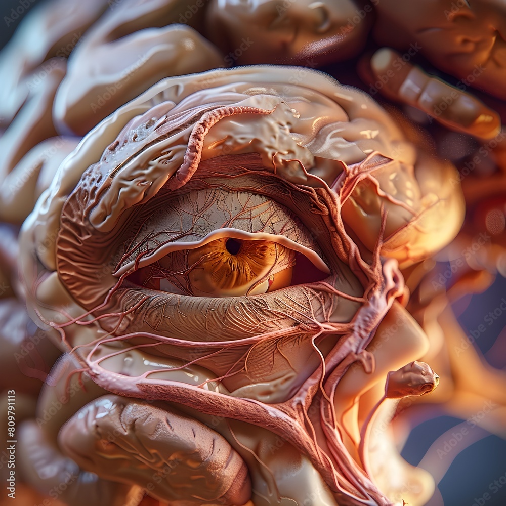 Obraz premium Detailed 3D Rendering of the Interconnected Hypothalamus and Pituitary Gland Structures