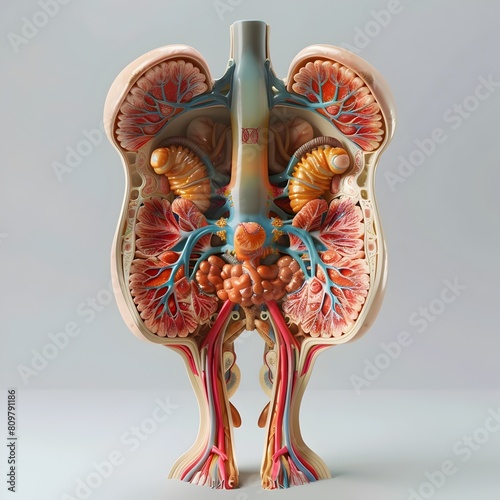 Detailed 3D Cutaway Model of the Bladder's Intricate Urinary Tract and Musculature photo