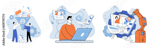 Online communication. Vector illustration. The success online partnerships relies on effective communication and shared goals Online communication fosters sense belonging and community in digital age