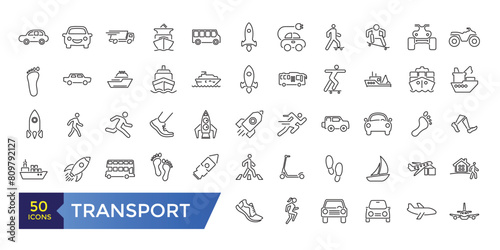 Transportation line icons. Logistics Related Vector Line Icons.