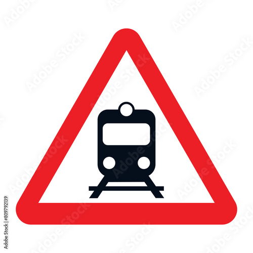 Obraz na plátně DANGER TRAFFIC SIGNS OF SPAIN, P-8 - Level crossing without barriers