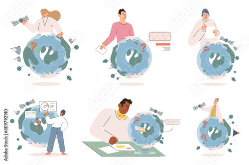 Nature science. Vector illustration. Learning from natures wisdom guides us in developing sustainable technologies Information derived from environmental studies informs our understanding complex