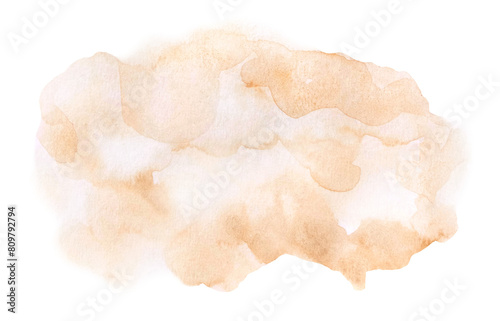 Watercolor beige spot, single hand painted Abstract element for wedding and party design