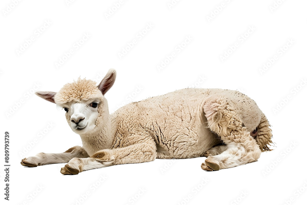 Fototapeta premium Lama isoliert an weißem Hintergrund