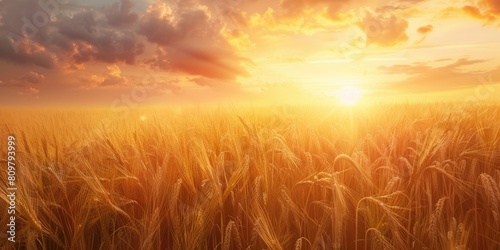 A golden wheat field at sunset AIG51A.