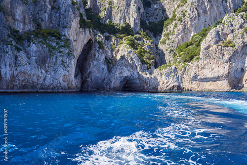 Cave in the coastline of the island of Capri, Campanian Archipelago, Italy 