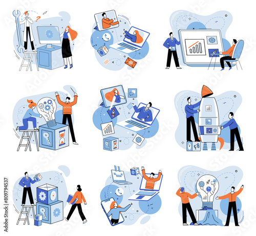 Team idea vector illustration. Collaboration is vital for achieving success through innovative strategies and cohesive teamwork A well crafted business strategy provides direction for innovation