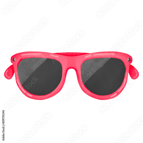 Pink sunglasses watercolor illustration isolated