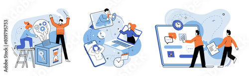 Team idea vector illustration. Professional occupation demands continuous learning, development, and innovative approaches The teams inventive ideas propel business growth and fuel professional