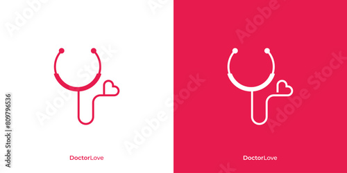 Love Stethoscope Logo Designs. Love Doctor and Healthcare Medical Logo, Symbol, Vector Design, Inspiration.
