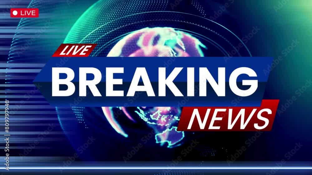 Live Breaking News, Global Earth rotating Digital World News Studio for Live News report, Background with Blue Color