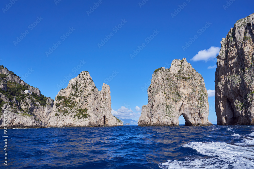 Faraglioni di Capri, rock formations by the island of Capri in the Campanian Archipelago, Italy
Faraglioni di Capri, rock formations by the island of Capri in the Campanian Archipelago, Italy