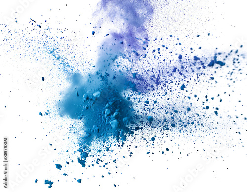 A vibrant abstract image with swirling (blue and purple hues, surrounded by bursts of white and black splatters against a dark background, creating a dynamic and ethereal composition)