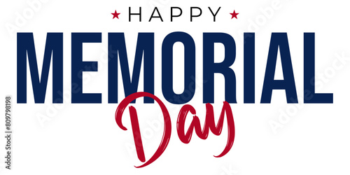 Happy Memorial Day Calligraphy brush text banner with transparent background