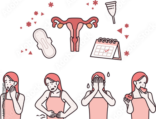 woman with Menstruation premenstrual syndrome illustration