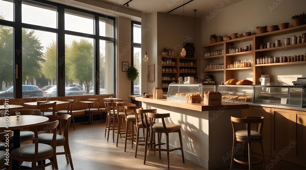 beautifully designed bistro cafe with a clean white.generative.ai