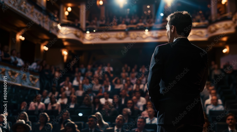 speaker speaking in front of the audience speaker speaking in front of the audience