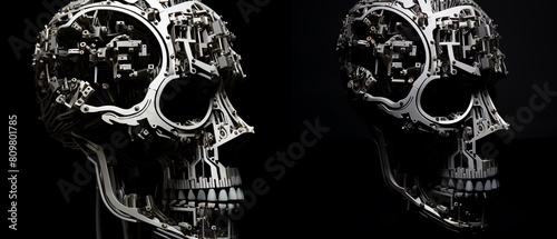 A skull made of metal and wires photo