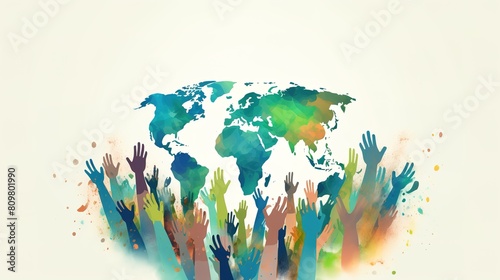 World population day illustrations generated from population composition maps.AI generated. 