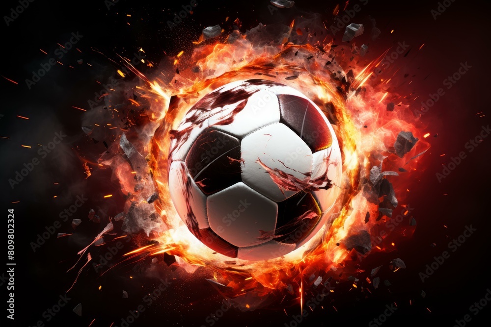 Fototapeta premium Meshed Soccer ball net. Stadium sport team. Generate Ai