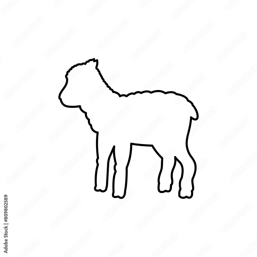 Lamb silhouette icon vector. Farm lamb, outline icon. Livestock concept. Lamb sign on white background. Lamb meat sign. Mutton illustration. Gentle taste. Animal symbol. Meat logo