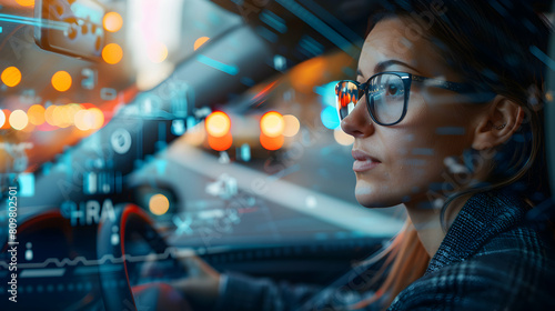 Photo realistic as HR Professional Conducting Virtual Interviews in Rideshare concept as An HR professional conducts virtual interviews with potential hires during a rideshare comm © Gohgah