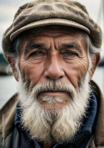 portrait of old man fisherman
