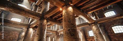 Historic Roman Cistern with Intricate Columns and Reflective Water, Ancient Architectural Interior with Timeless Appeal