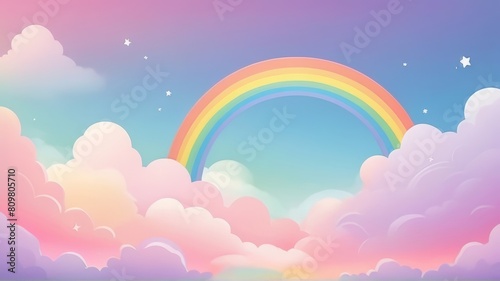 Cheerful Rainbow Pastel . Abstract Kids Background Suitable for Background © sanstudio