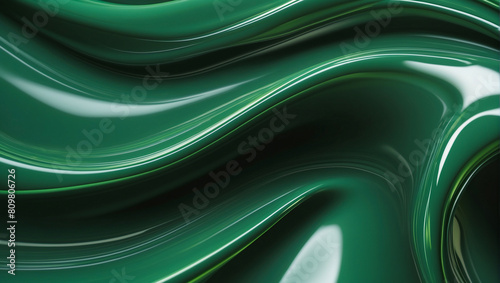 Green wavy swirl 3d abstract  modern dynamic curvy liquid motion design illustration background  wormhole abstraction
