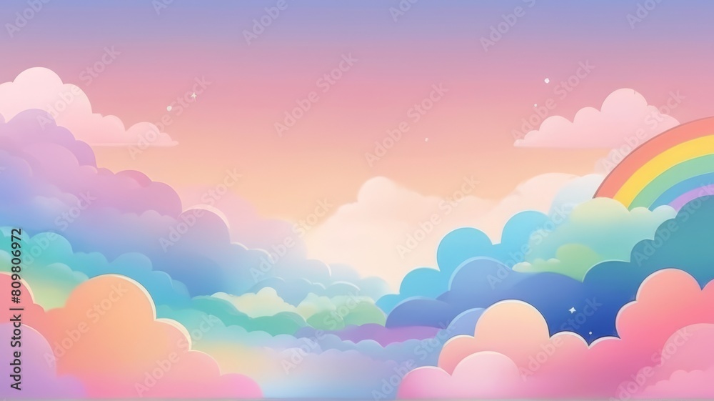 Kawaii Cloudscape . Pastel and Playful Suitable for Background
