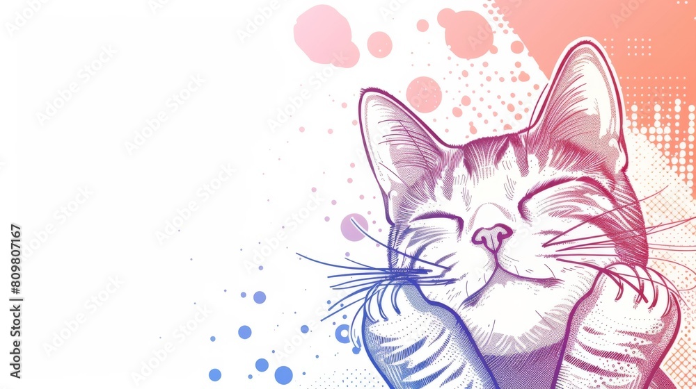Obraz premium Beautiful cat background in illustration for graphic design background