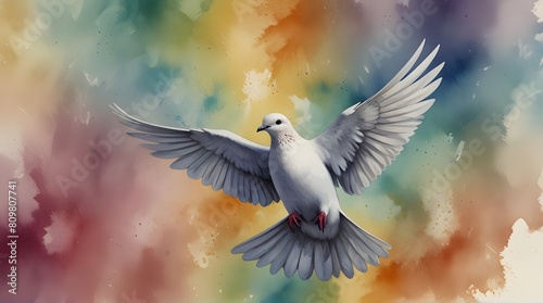 Dove of peace on watercolor background.generative.ai