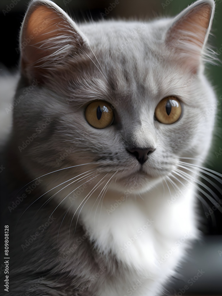 Gray Cat Animal Realistic Photo Illustration Art Gray Cat Animal Realistic Photo Illustration Art