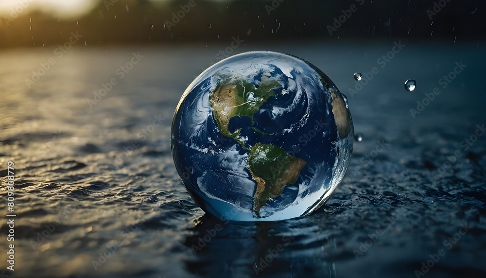 world on water, world environment, earth day concept, save the globe through watering world on water, world environment, earth day concept, save the globe through watering