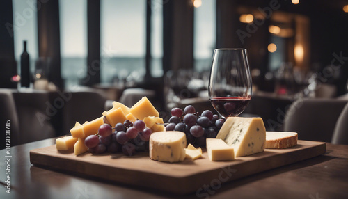 wine and cheese table at luxury restaurant