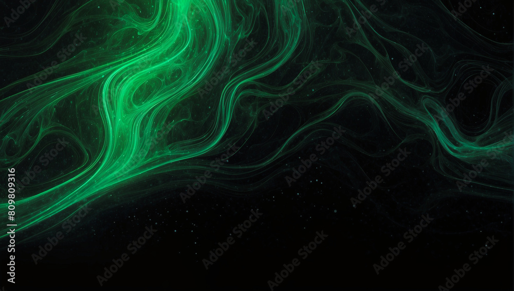 Obraz premium Green glowing wavy swirl background, curvy modern energy flowing abstract