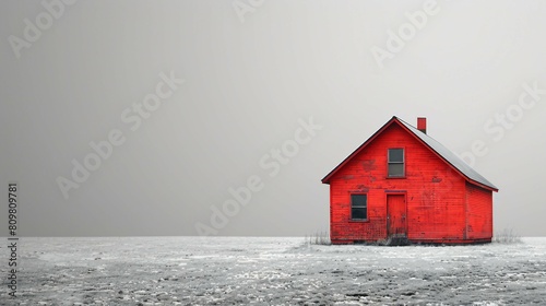 a red house by James Kennedy. AI generate illustration