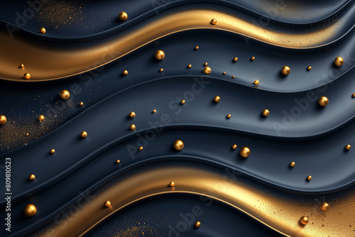 A black and gold wallpaper featuring numerous bubbles floating in a wave-like abstract background, creating a visually striking and dynamic pattern