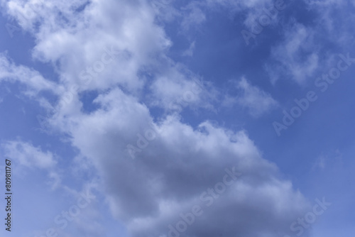 A landscape of blue sky with white clouds. Vector fluffy texture background