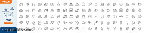Food line editable icon set. Editable stroke. Vector illustration	